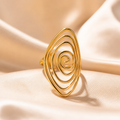 Bague Harmonie en Spirale – Acier Titane Doré