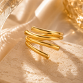 Bague Feuille d'Or – Acier Titane Doré