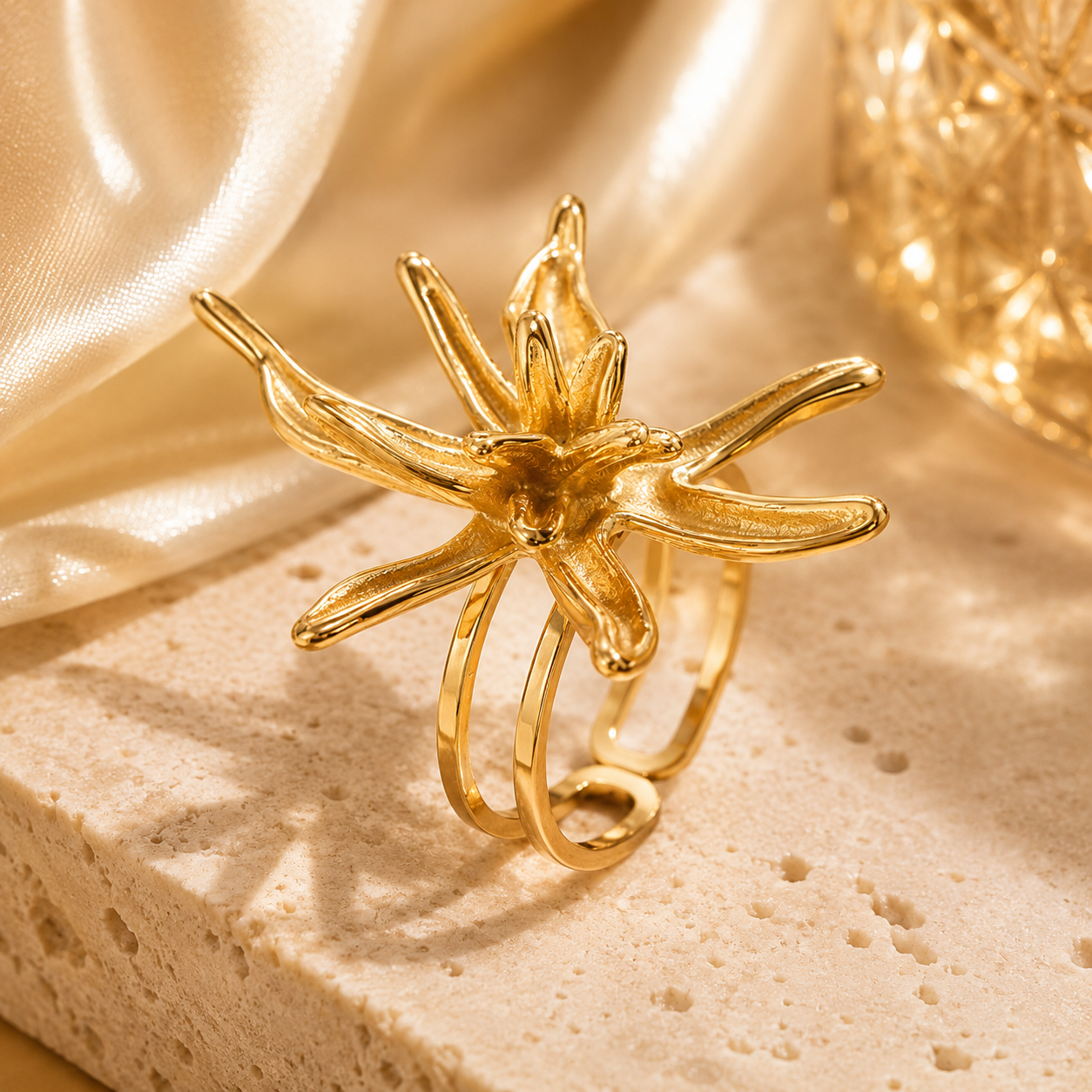 Bague Fleur Éternelle – Acier Titane Plaqué Or 18K PVD