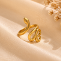 Bague Élégance Sculptée en Acier Titane Doré